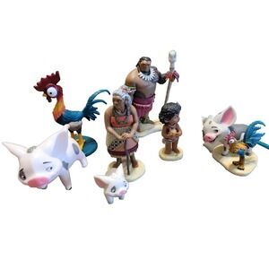 Disney Moana Action Figures Lot Hei Hei Maui Toys 3"-4" cake toppers